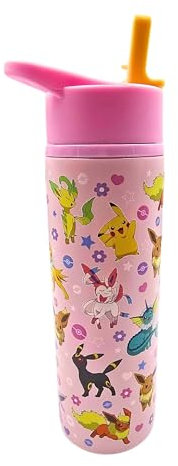 Pokemon Eevee - Borraccia sportiva in acciaio inox con chiusura a scatto, 750 ml, a prova di perdite e isolata, per bevande calde e fredde