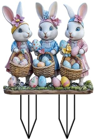 Generisch Gartenstecker Ostern Deko, Garten Hasen Osterdeko, Osterhase Außen Gartenschilder Osterdekoration Outdoor Frühlingsdeko Garten Stecker Osterhasen Figuren Groß für Draußen Frühling (DP-A)
