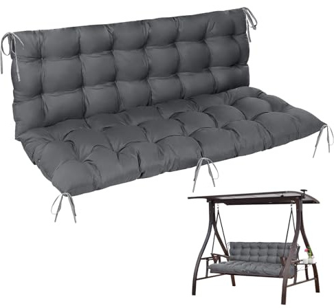 Goutime Cojín para Banco de jardín, Hamaca reclinable con Respaldo, cojín para Columpio de 2 plazas, Asiento de Amarre, Apto para Uso en Interiores y Exteriores,150x100cm (Gris)