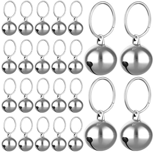 HJZHII 24 Stück Metall Jingle Bells, Hunde- und Katzenhalsband Glocke mit Schnallen Lauter Anhänger Haustierzubehör Verlieren Sie nicht Training Charms für Haustiere