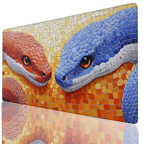 Tapis de Souris XXL 1400x600x3mm, Grand Tapis Bureau Couleur, Bords Cousus Antidérapant et Imperméable, Serpent Mouse Pad Compatible Clavier sans Fil et Souris sans Fil, Gaming Accessoire 5552-GYL