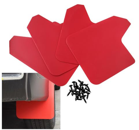 MNBHJGR 4 PCS Parafanghi Auto per Honda Fiat Panda 2003-2024/Fiat Panda 4x4 2004-2024, Paraspruzzi Parafango Protettiva Protezione Antispruzzo Guardie Fango,B Red