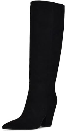 Nine West Botas altas Adera para mujer, Gamuza negra 001, 38.5 EU