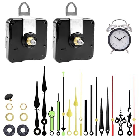 mizikuu Uhrwerk für Wanduhr, 2 Stücke Geräuschloses Uhrwerk Set mit 6 Zeiger-Sets Uhrwerke zum Selbsteinbau Batteriebetrieben 16mm/20mm Wanduhr-Mechanismus für Die Uhrenreparatur, Ersetzen