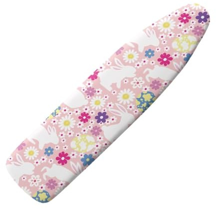 Bügelbrettbezug 120X40 Rosa Blumen mit Schnurbindung & Stretch System - Hitzebeständig, Reflektierend, Waschbar Strapazierfähig und Leicht Anzubringen Bügelbrett Bezug