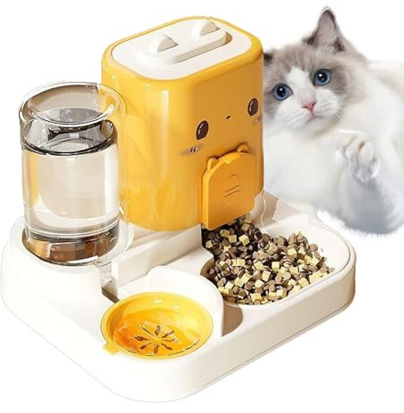 Cat Auto Feeder - Automatic Cat Food Dispenser Water Feeder - Waterer Large Capacity Food Container Bowl Set, Pet Supplies for Puppy Kitten Small Medium Animal Feeding