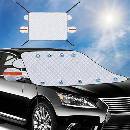 Car Windscreen Cover, Magnetic Snow Cover, Windscreen Covers Frost, Heavy Duty Ultra Thick Protective Windscreen Cover, Car Cover Snow, Frost Guard for Cars, Fit for Cars All Years(145×110cm)