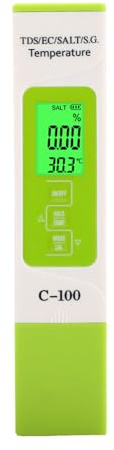 Pssopp Probador de Sal para Piscinas, Probador Digital de Agua de Mar con Temperatura TDS y EC para Acuarios y Piscinas