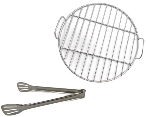 Helilyco Lot de 2 tapis de cuisson ronds en acier inoxydable avec clip pour barbecue, 33 cm, 35 cm, 38 cm, argenté
