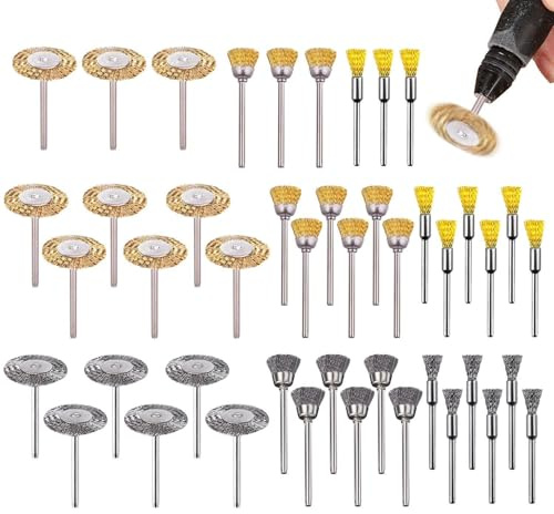 45 Pieces of Stainless Steel Mini Wire Brushes with Storage Box, Suitable for Polishing, Rust Removal and Cleaning.