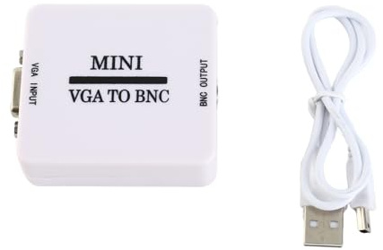 RASTKY High Resolution VGA to BNC Adapter Converter Supports PAL/NTSC Outputs for TV Computer Image Conversion for Lecture Halls or Video Conferencing White