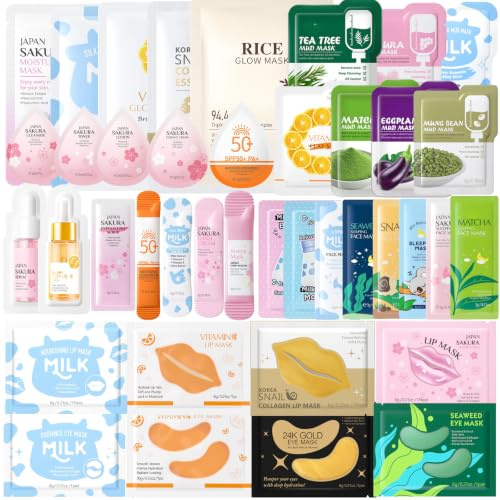 40PCS Pamper Gifts for Women, Face Masks Skincare Set, Teenage Girl Gifts | Pamper Set, Luxury Care Kit, Lip Masks, Eye Patches, Moisturising Care, Birthdays, Christmas, Travel, Spa Nights, Sleepovers