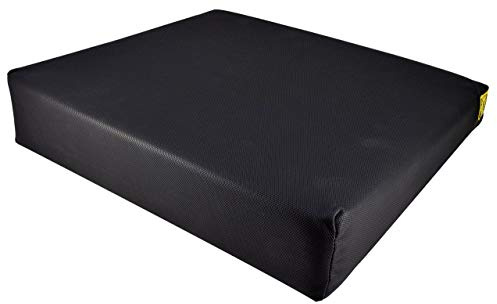 Secure Wheelchair Wedge Seat Cushion 18 x 16 x 4 - High-Density Foam Anti-Slip Cushion with Safety Strap for Proper Positioning, Pressure Relief & Comfort - Liquid-Resistant Vinyl Cover –