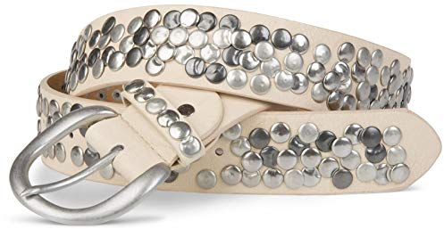 styleBREAKER Nietengürtel im Vintage Style, kürzbar 03010024, Farbe:Creme, Größe:90cm