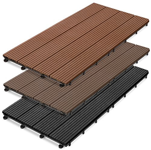 casa pura Dalle Terrasse - Dalles Terrasse Composite | Revêtement Extérieur ou Intérieur | Dalles Clipsables | pour Jardin, Piscine, Balcon | Marron Clair - 60x30cm (11 pièces)