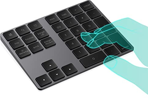IKOS Teclado numérico Bluetooth, Bluetooth inalámbrico portátil 34 Teclas con múltiples accesos directos compatibles para computadora portátil Windows Surface iMac MacBook Surface Pro (Negro)