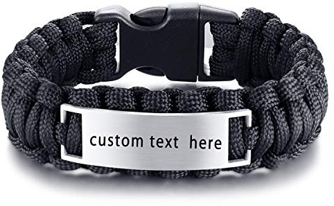 JewelryWe Schmuck Paracord Survival Armband, Edelstahl Verschluss, Schwarz