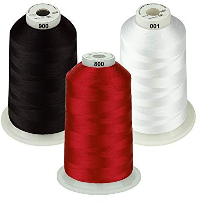 Simthread All Purpose Polyester Embroidery Machine Thread Huge Spool 5000M 5500Y for Sewing Embroidery Machines - Essential Color 1