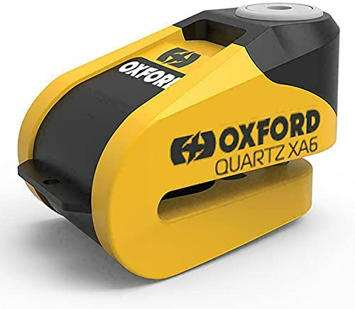 Oxford Security Quartz XA6 6mm Motorcycle Scooter Disc Lock Alarm Black Yellow Free Reminder Cable (Yellow)