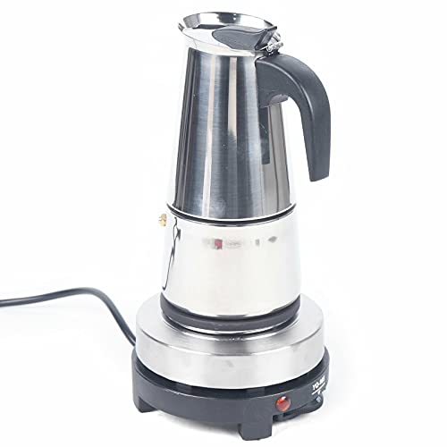 kangten Cafetera espresso eléctrica, 220 V, 4/6 tazas, cafetera de acero inoxidable con cocina eléctrica, cafetera Moka para cocina (4 tazas (200 ml)