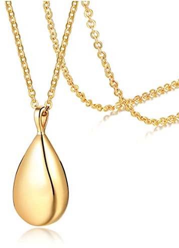 NEHZUS Urnen-Halskette für Damen, Edelstahl, Wassertropfen-Anhänger, Urnen-Halskette für Asche, Schmuck, Andenken, Gedenkanhänger mit 50 cm Kette und Füll-Set