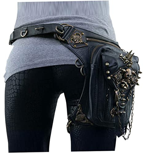 Retro Crossbody Bag Vintage Steampunk Waist Pack Motorrad Bein Geldbörse Umhängetasche für Frauen Steampunk Waist Bag
