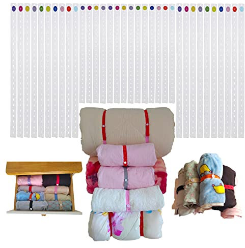 XIWUMOER,100Pcs Elastic Band with Button & Buttonholes, Stretchable, Adjustable Roll-up Clothes Storage Band, Lazy Folding Storage Strap,Clothes Organization System for Bed Sheet,Bath Tower