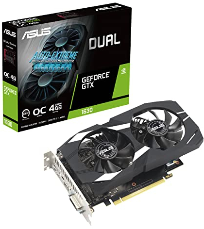 ASUS Dual GeForce GTX 1630 OC Edition 4GB GDDR6 Gaming Grafikkarte (NVIDIA Turing Architektur, 4GB GDDR6 Speicher, PCIe 3.0, 1x HDMI 2.0b, 1x DisplayPort 1.4a, DUAL-GTX1630-O4G)