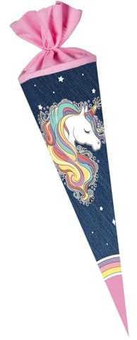 Nestler Schultüte Regenbogen Unicorn 70cm Zuckertüte rund Schulanfang Mehrfarbig Einhorn