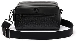 Lacoste Herren Beuteltasche CLUTCH CROSSOVER BAG, Handtasche,Umhängetasche,Schulterriemen,Tunnelzug,SCHWARZ (000),Einheitsgröße (One Size)