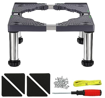 PATIKIL Mini Fridge Stand, 4 Strong Feet Laundry Stand Base Multi-Functional Adjustable Base Tray Anti-Vibration for Refrigerator Washing Machine Dryer Dishwasher AC, 9.4-10.6 Height