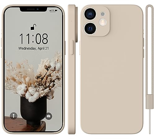 WXX für iPhone 12 Hülle Silikon Case, Dünn Slim mit Microfiber, Kratzfeste Rundumschutz Case Hülle für iPhone 12 6.1'' Khaki