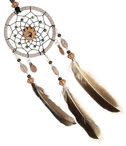 Handgjord Drömfångare med Blomdesign,Dreamcatcher Kanada Liten 1 St Med Fjäderskal Bilhängande Dekoration