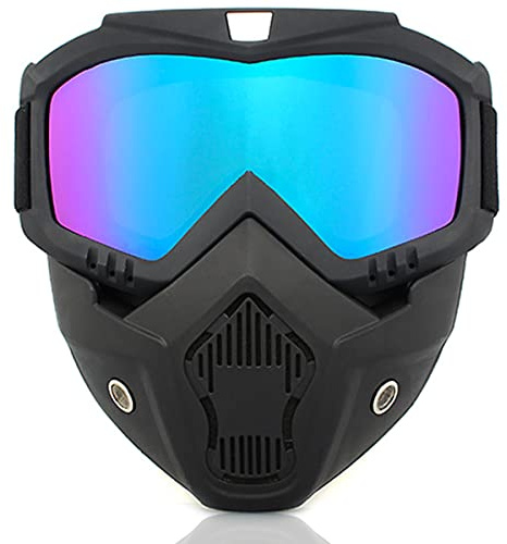 TAIZER Lunettes de Moto avec Masque Amovible Motocross Coupe-Vent Équitation des Lunettes Soleil Motocross Riding (Bleu 2)