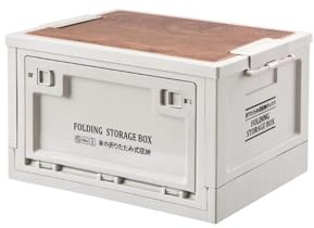 IGTOPS Scatola da campeggio, pieghevole con coperchio, per auto, campeggio, all'aperto, con coperchio in legno, organizer per bagagliaio con aletta laterale, scatola di plastica con spazio (1)