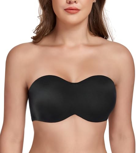 Lemorosy Donna Reggiseno a Fascia Non Imbottito Senza Spalline per Magliette di Grandi Dimensioni(Nero,3F)