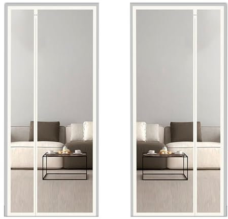Fly Screen Door, Mosquito net Door Curtain Magnet, 150 x 190 cm, with self-Closing Magnets, to Protect Against Flies and Other Insects - White