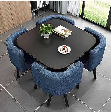 WSMYGS Tisch-Stühle-Set, quadratisches Esstisch-Set mit Stühlen, Küchentisch mit 4 Stühlen, moderner Konferenztisch mit Stühlen, Empfangstisch-Stuhl-Kombination, Bartisch-Set aus Holz für 4 Persone