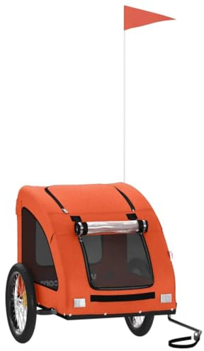 vidaXL Pet Bike Trailer - Orange, Oxford Fabric/Iron, Weather-, Ventilated with Safety Reflectors & Air Circulation, Easy Entry/Exit - 137x68x72cm