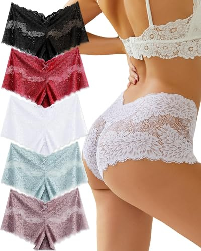 ALL OF ME 5-pack trosa dam sexiga underkläder V-form snitt boxershorts bekväma hipster underkläder för kvinnor S–XL, A-5, M