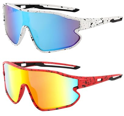 Yogo Vision Kids Sports Sunglasses Youth Lightweight Baseball UV400 Protection Sport Frame Shades for Boys Girls 2 pk