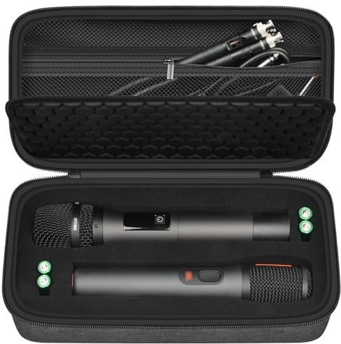 ANKHOH Wireless Microphone Case for JBL Wireless Two Microphone System DIY Foam Also Fits for Singing for TONOR for Shure for Bietrun for ALPOWL, Recivers, Audio Cable, Power Cord- Small(Box Only)