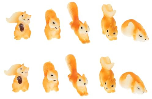 CIYODO 10 Stück Miniatur-eichhörnchen-Dekorationen Aus Kunstharz Mikro-landschaftsornamente Für Garten Und Topfpflanzen