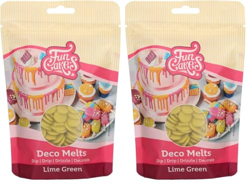 FunCakes Deco Melts Verde Lime - Inzuppate Sgocciolate, Spruzzate e Decorate! Sciogliere nel Microonde e Versare in Ogni Stampo. Preparare Dolci, Decorare Torte, Biscotti e Cupcake! 250 g