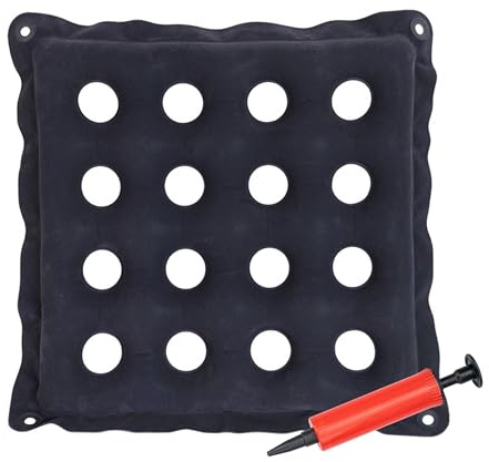YqsIbth Pressure Relief Cushion for Prevention Sores, Air Inflatable Seat Cushion, 16 Holes Square Pressure Cushions, Inflatable Air Cushion with Air Pump for Wheelchair Office Chair