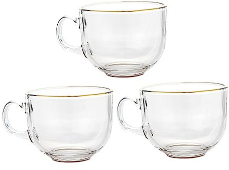 Amosfun 3 Pezzi Bicchiere in Vetro Con, Bicchiere Da Latte Per Colazione, Uso Quotidiano, Adatto Per Tè, Bevande, Cereali