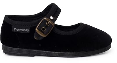 Pisamonas Merceditas Terciopelo Hebilla Oro Viejo Talla 25 Color Negro