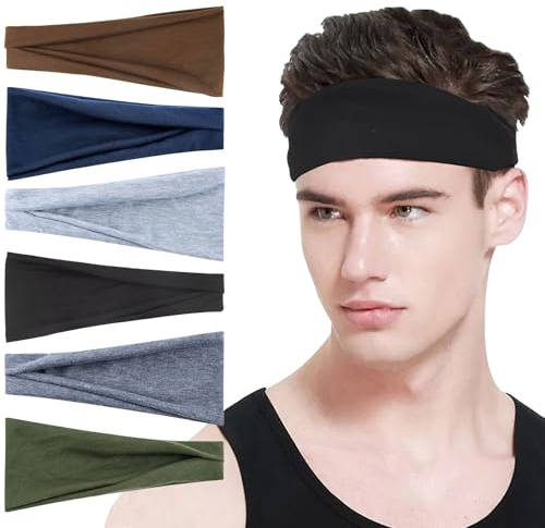 GOZINA 6er Pack Stirnband Herren, Stirnband Damen, Stirnband Sport, Stirnband Kinder, Schweißband Stirn, Schweissband, Haarband Herren Geeignet für Schweißabsorbierende Sportübungen Gym Yoga