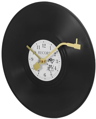 Cabilock Kreative Vinyl Schallplatten Wanduhr aus Kunststoff mit Retro Design und Weißem Zifferblatt Multifunktional und Widerstandsfähig für Wohnzimmer und Schlafzimmer