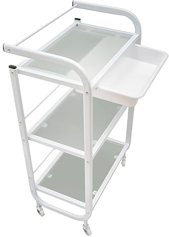 Rollwagen mit 3 Etagen und 1 Schublade Arbeitswagen Salon Trolley Friseurwagen Servierwagen Mehrzweckwagen Geräuscharmes Universalrad